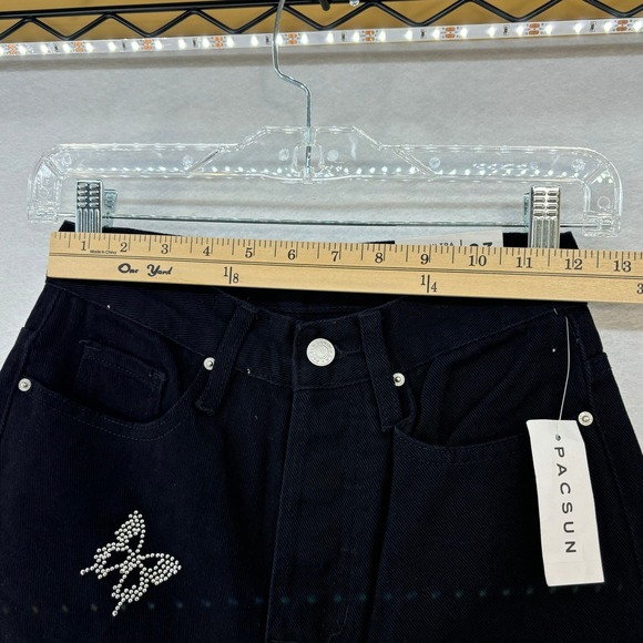 PacSun Butterfly Slim Jeans Black Rhinestone Ultra High Rise Women's Size‎ 23 - Picture 9 of 16
